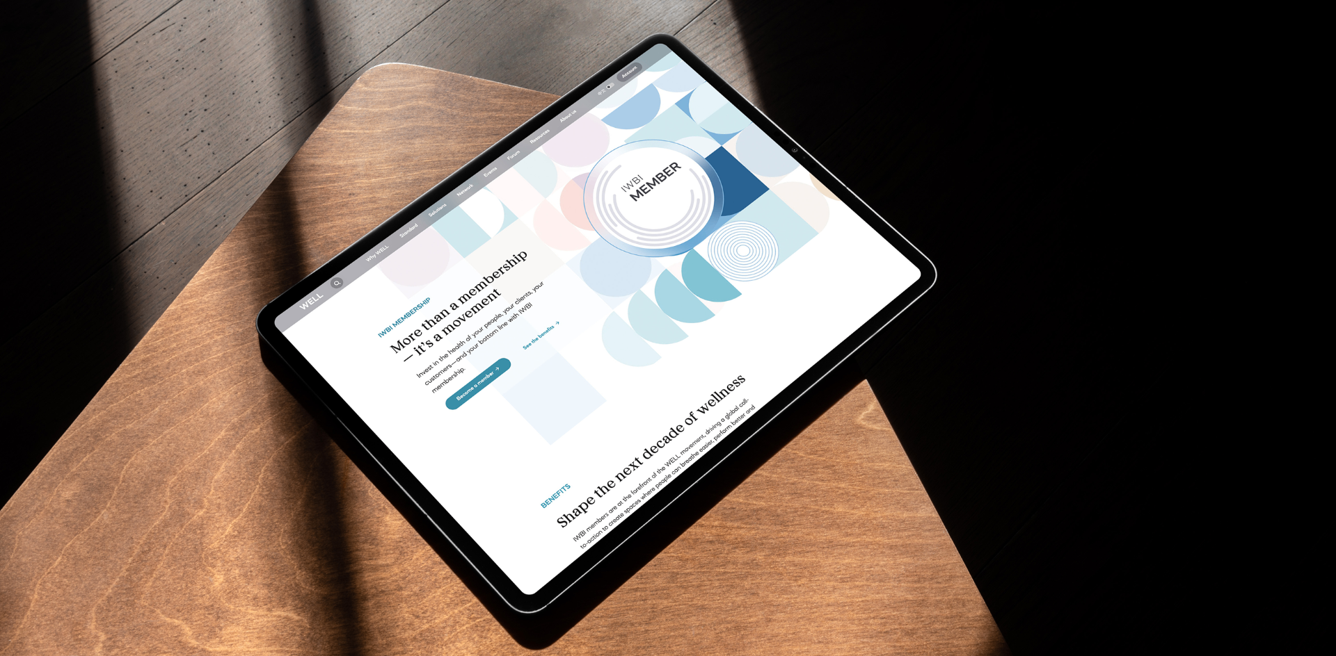 IWBI membership platform on tablet